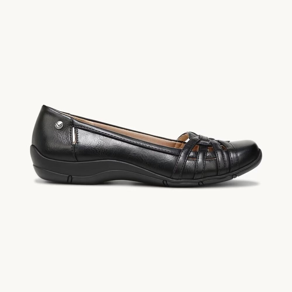 Life Strides Women Diverse Pewter Ballet Flat Closed Toe Slip On Black Size 6W